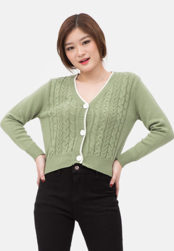 Viona Cardigan Cable in Green image