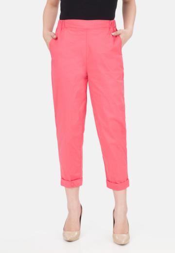 Stretch Linen Ankle Pants in Peach image