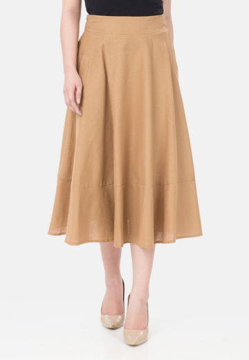 Bella Midi Skirt Linen in Brown image