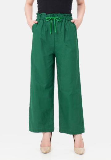 Linen Cullote Pants in Bottle Green image