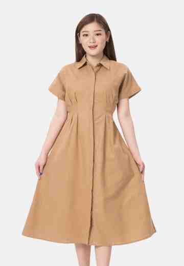 Layla Midi Dress Linen in Brown image