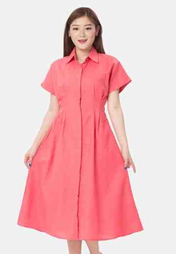 Layla Midi Dress Linen in Peach image