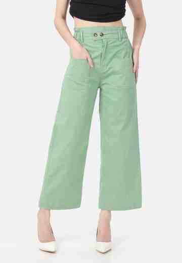 Jasmine Cullote Linen Pants in Green image