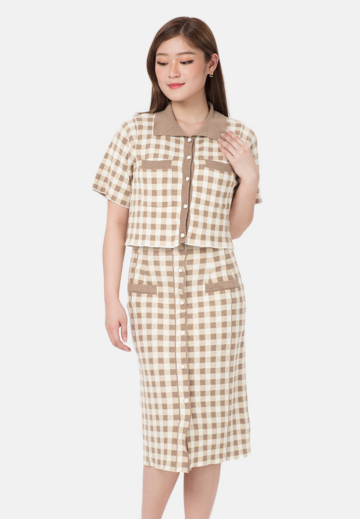 Sisca Set Checker Blouse and Skirt image