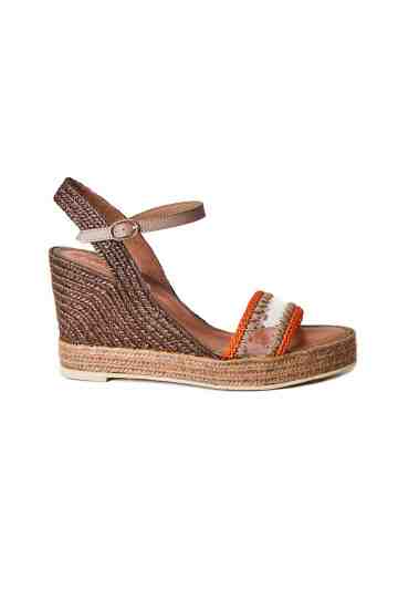 9cm Embroidered Vynil Strap Wedge Espadrilles