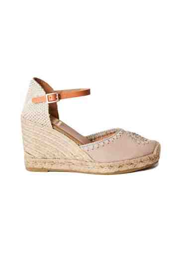 Embroidereded Suede Wedge Espadrilles