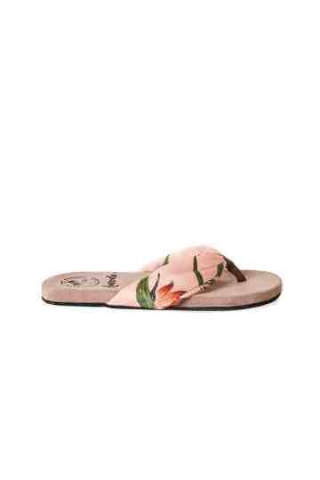 "Cupid Floral" Printed Fabric Thong Sandals