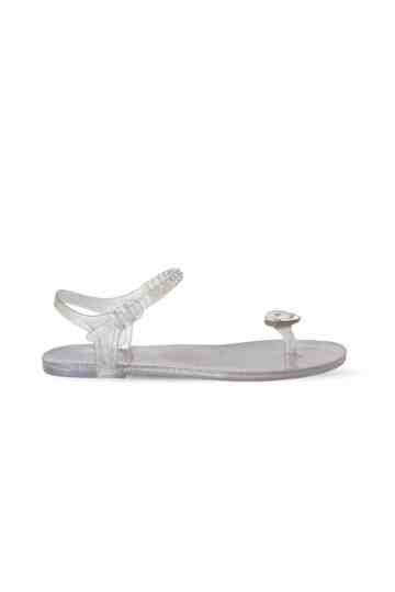 Glitter Jelly Thong Sandals With Swarovski Ornament