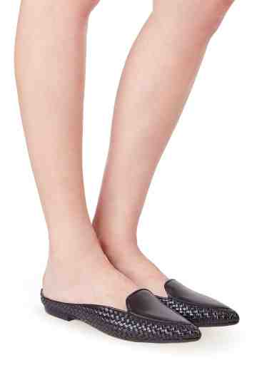 Woven Leather Pointed Toe Loafer