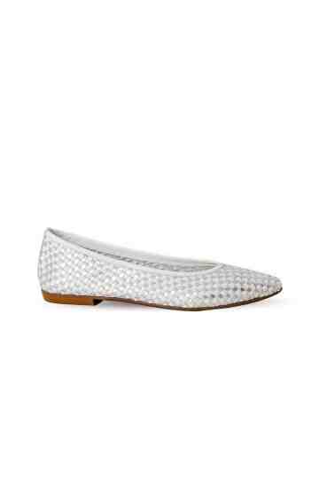 Woven Leather Pointed Toe Flats