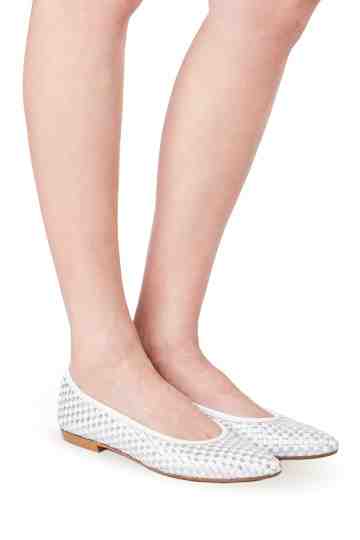 Woven Leather Pointed Toe Flats