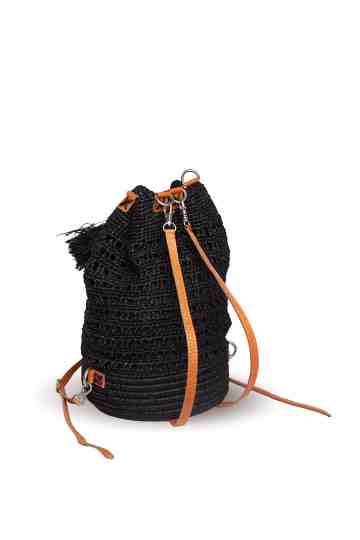 "Bacoa" Crochet Backpack With Adjustable Leather Strap