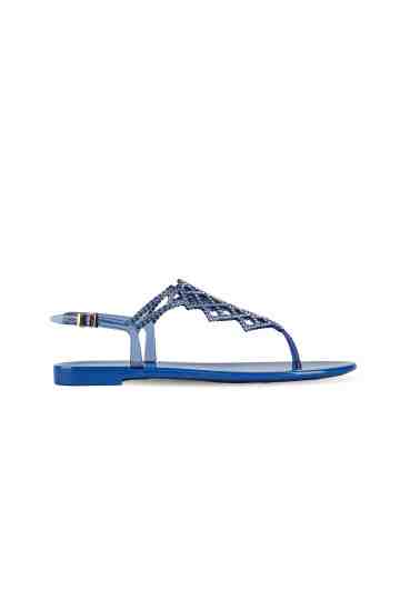 Blue Jelly Sandals With Crystals Ornament