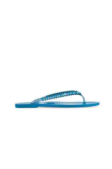 Turquoise Flip-Flops With Crystal Ornament