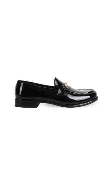 "Jacob" Gold Buckled Jelly Loafers
