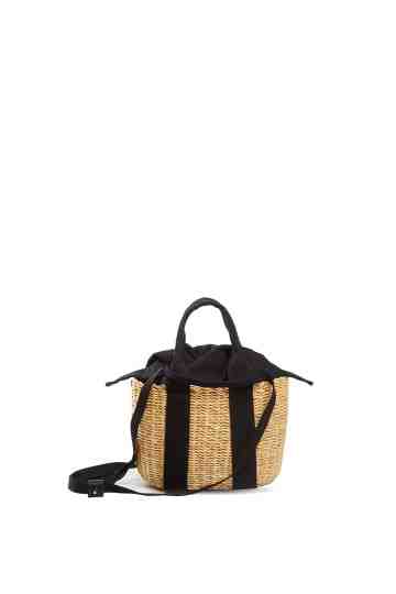 "Mini Caba" Straw Bag Black Cotton