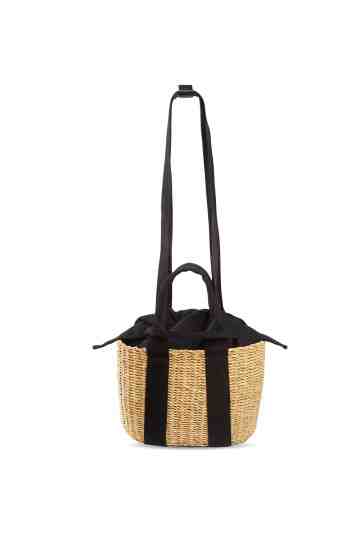 "Mini Caba" Straw Bag Black Cotton