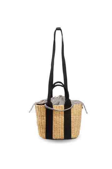 "Mini Caba" Straw Bag Black Delft