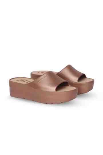 "Sunny" 5cm Bronze Wedge Slides