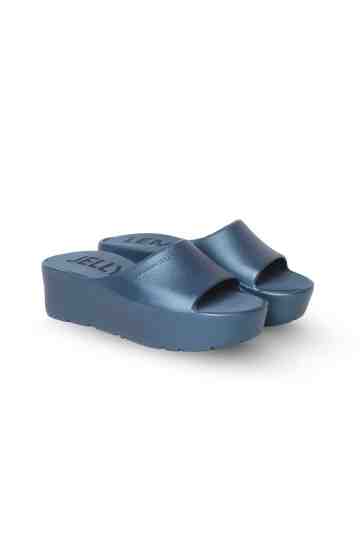 "Sunny" 5cm Blue Wedge Slides
