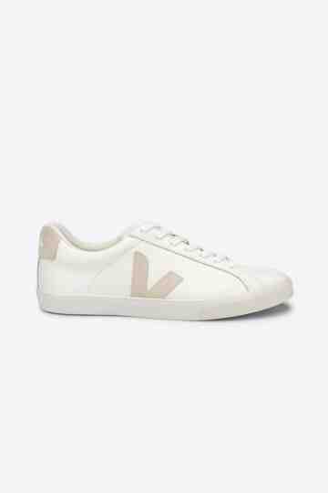 Esplar White Sable Lace-Up Leather Sneakers