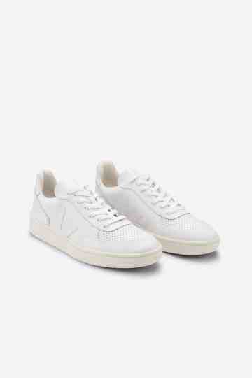 V 10 Full White Perforated Leather Sneakers
