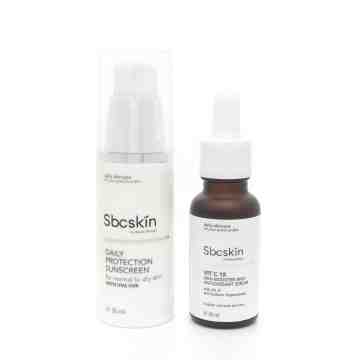 DAILY PROTECTION SUNSCREEN WITH UVA UVB FOR NORMAL + VIT C 15 SKIN BOOSTER AND ANTIOXIDANT SERUM