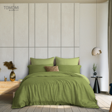 TOMOMI - BEDCOVER SET MICROTEX EMBOSS NAMI LIME | DOUBLE