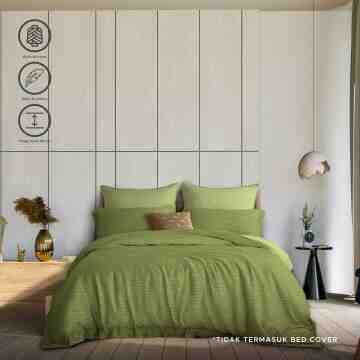 TOMOMI - BED SHEET / SPREI SET MICROTEX EMBOSS NAMI LIME | DOUBLE