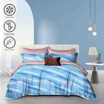 TOMOMI - BED SHEET SET/ SPREI SET TENCEL TOUCH MOJI BLUE | DOUBLE