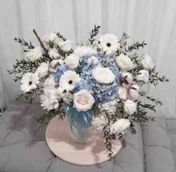 Winter Blue Vase Arrangement