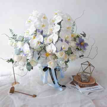 White Twin Orchids Vase Arrangeent