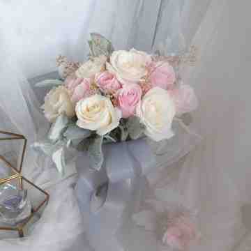 All Roses in Pastel Tone Round Style Bridal Bouquet