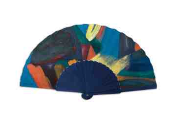 Wianta Handfan Abstraction Triangle Navy Blue 5 MMOC -1991 image