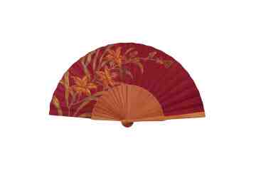 Handpainted Silk Fan Maroon image